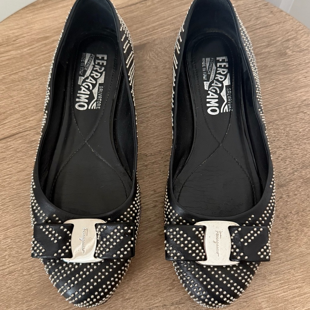 Salvatore Ferragamo Black Studded Women's Shoes Size 5 S0109